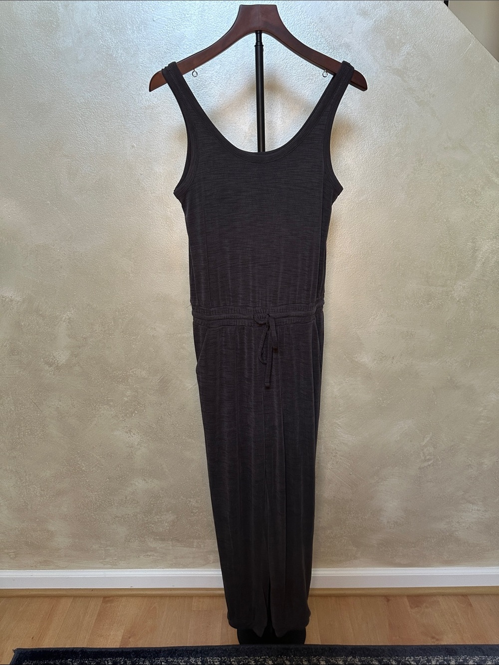 Rachel Zoe Sleeveless Drawstring Jumpsuit jogger style in Dark Charcoal sz small